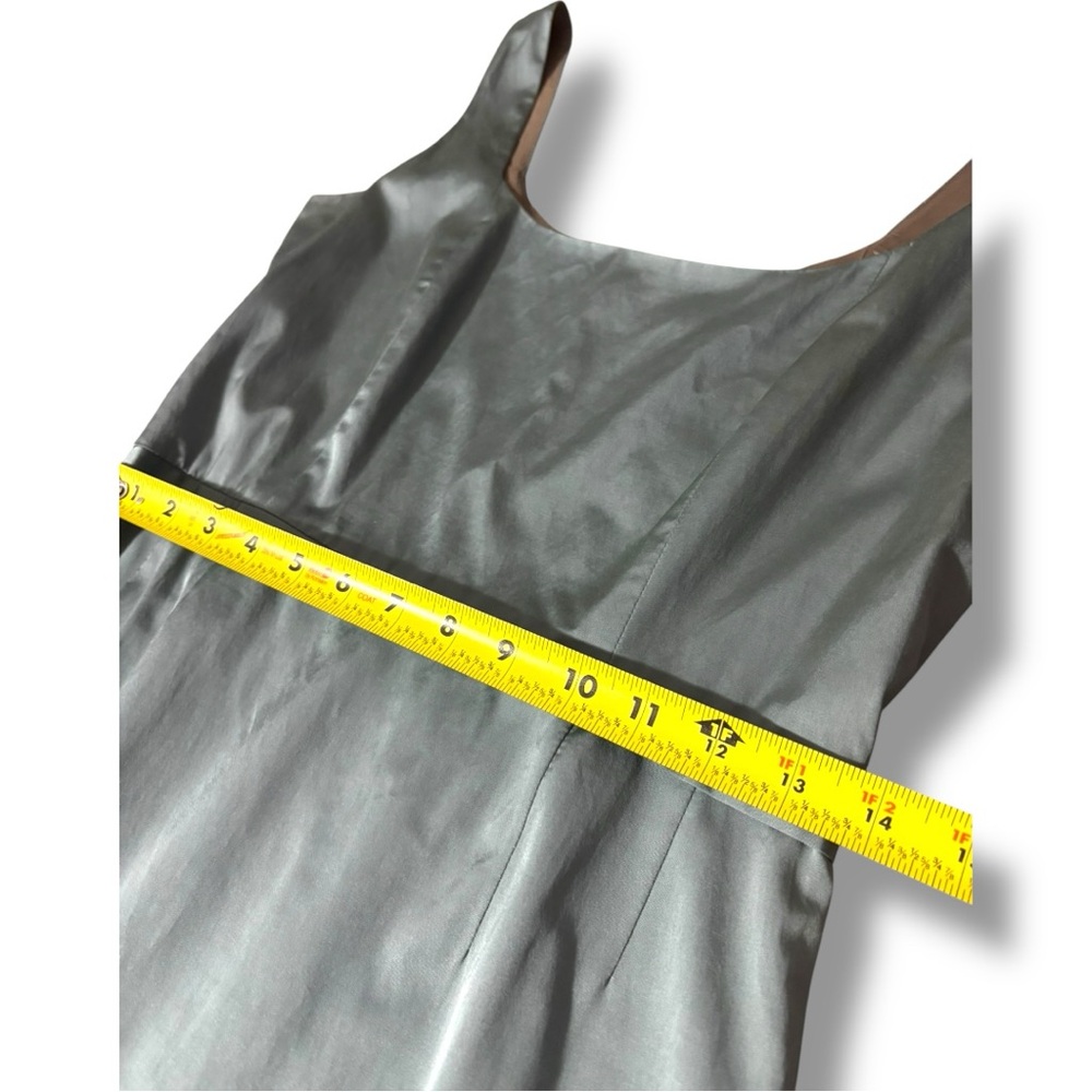 Ann Louise Roswald UK 12 Stylish Light Teal Empire Waist Sleeveless Satin Dress - Picture 10 of 16